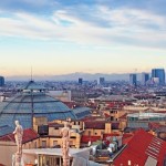 Milan skyline from “Duomo di Milano”. Italy.