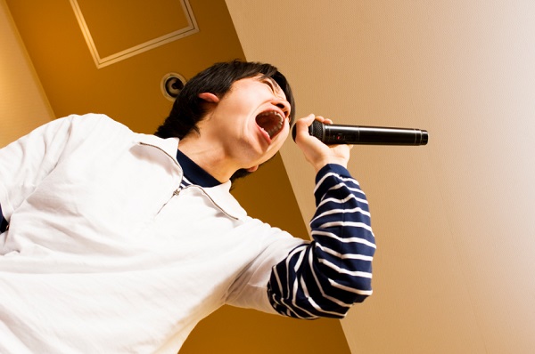 Man singing at karaoke