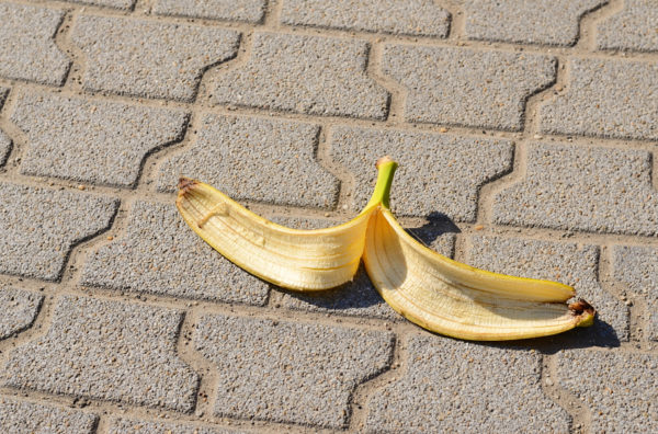 Banana peel on side walk