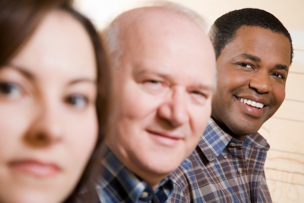 Faces of people in a row