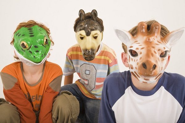 Children wearing masks