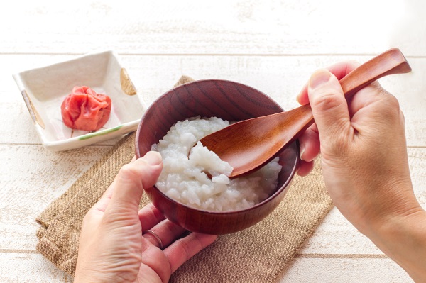 Japanese food, pickled Plum Umeboshi and congee