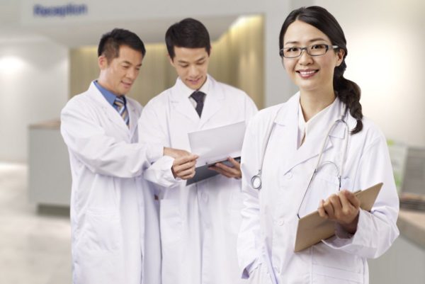 portrait of a young female asian doctor.