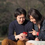 young couple looking at smartphone