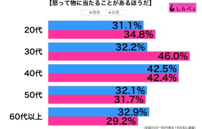 物に当たる性年代別グラフ