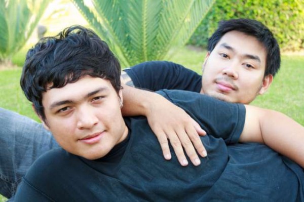 Two Lover Gay Asian Boy Lying On Grass