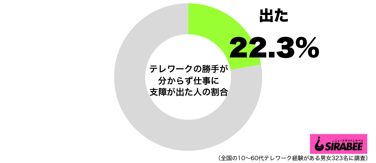 テレワークの勝手が分からず仕事に支障が出たグラフ