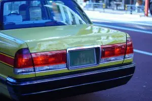 Rear of Taxi in Japan.