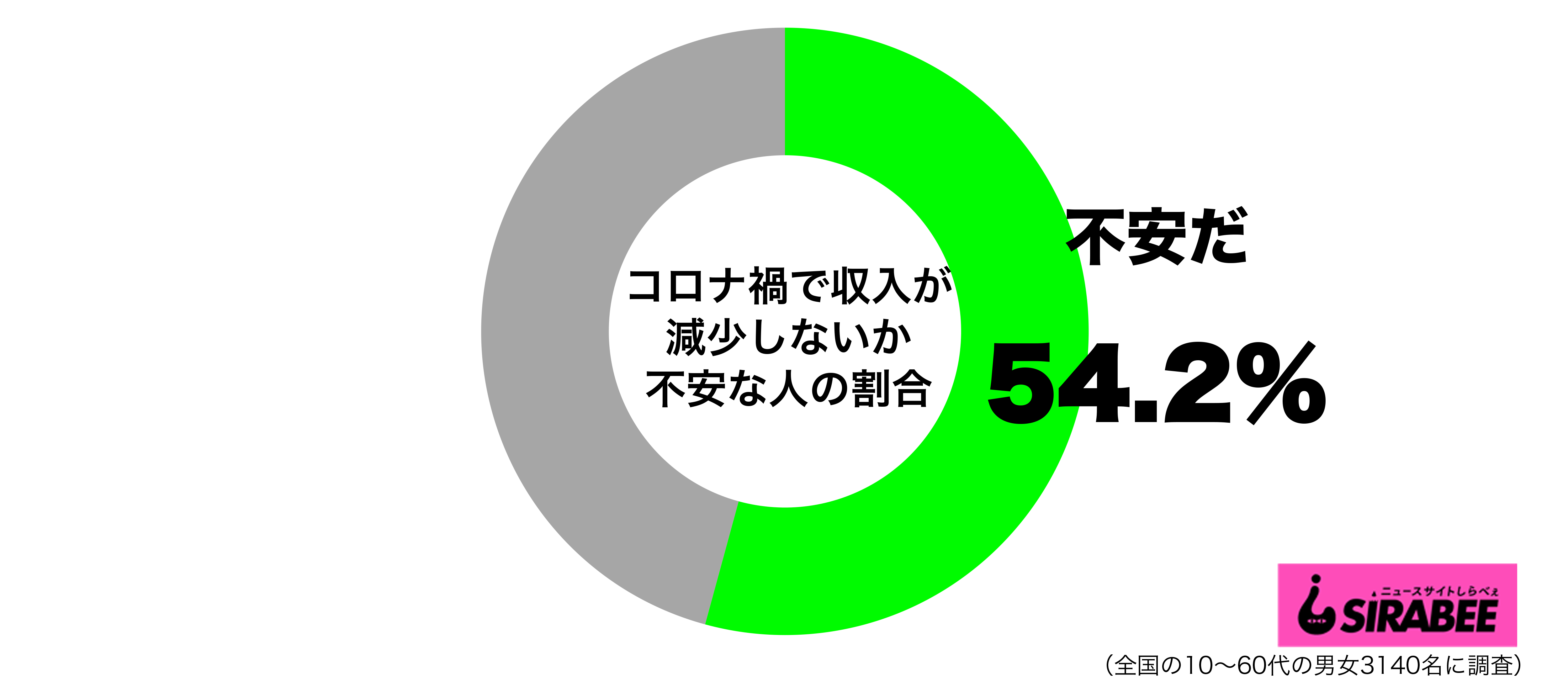 コロナ禍で自分や家族の収入が減少しないか不安グラフ