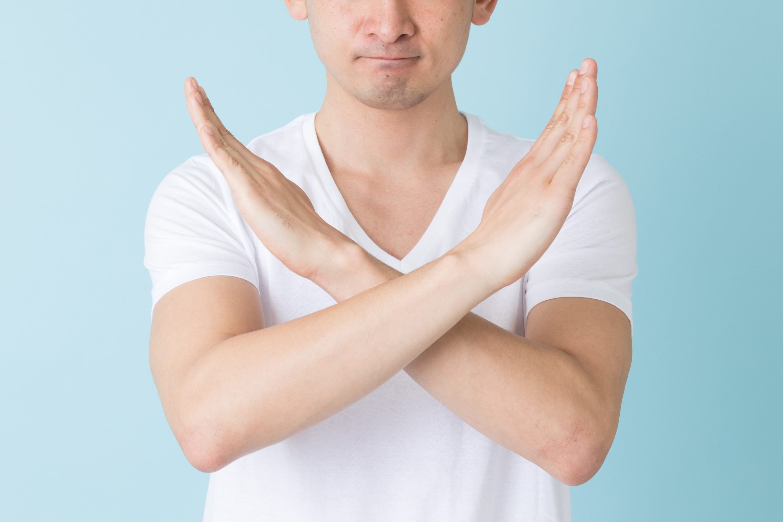 Tシャツ・NG・バツ印・否定・拒否・男性