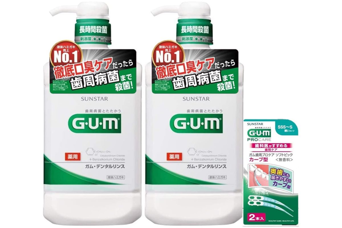 医薬部外品 GUM デンタルリンス レギュラータイプ 薬用液体ハミガキ 960mL 2個+おまけ付き