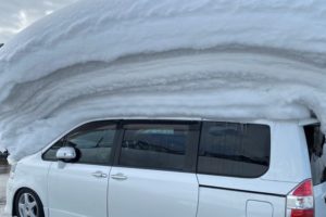 豪雪地帯で撮影された1台の自動車　その上に積もる雪が「あのネタ」にそっくり…？