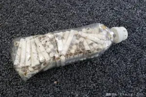 店の駐車場に「大量の吸い殻」入りペットボトルを投棄　悪質な犯行に「タバコは害しかない」の声