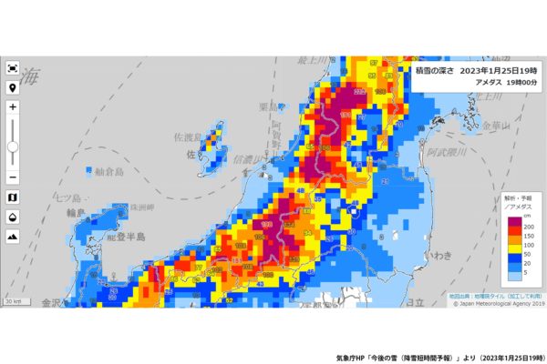 気象庁の降雪予測データ