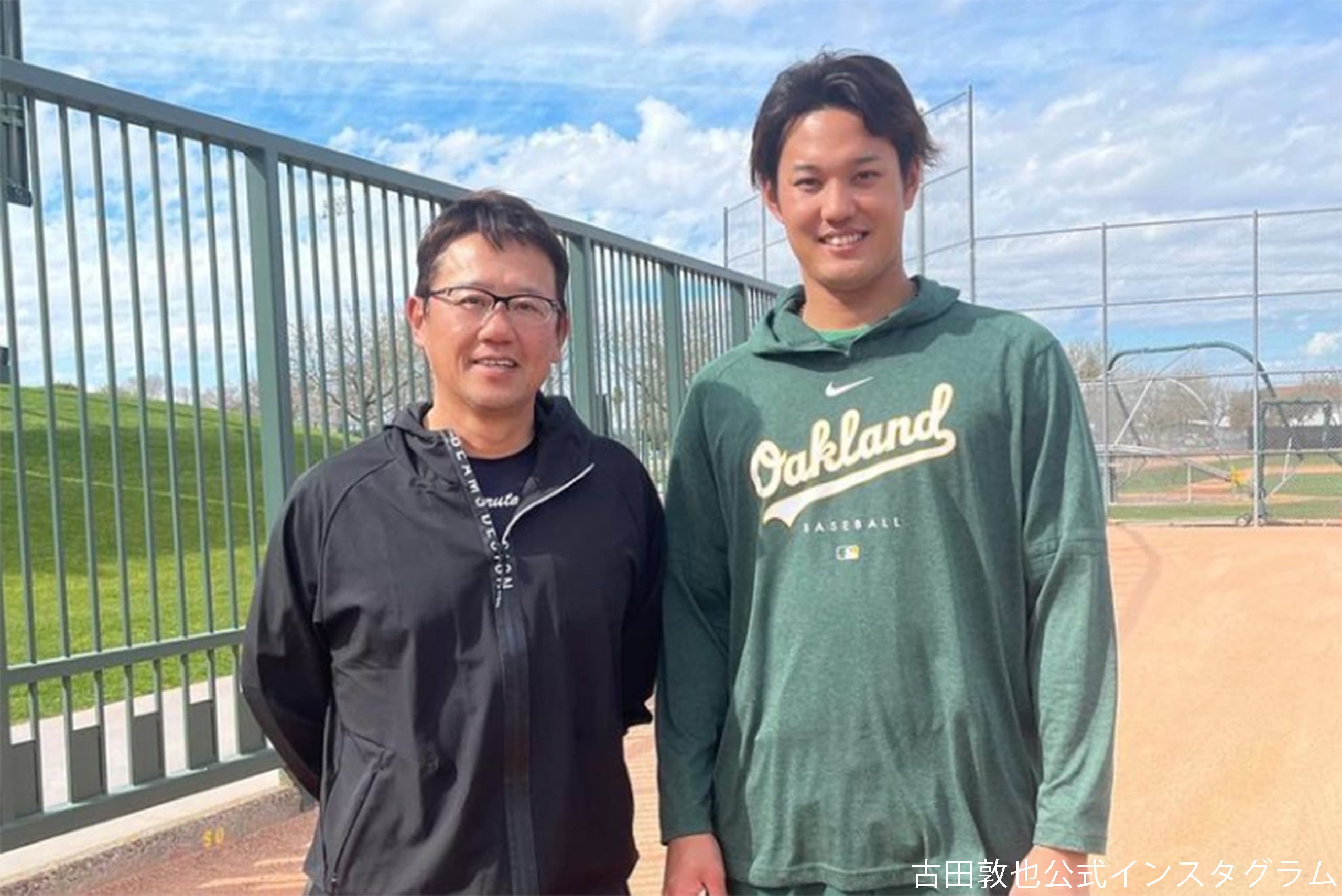 古田敦也氏、大谷翔平の新たな対戦相手と2ショット公開 “デカさ”にファンも驚き – Sirabee