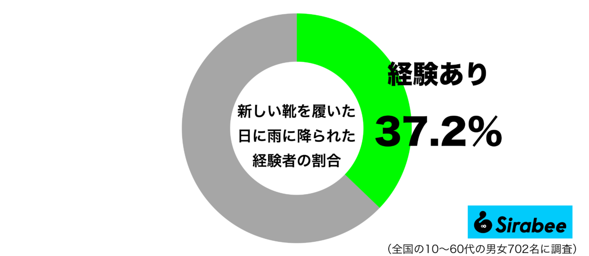 新しい靴を履いた日に雨に降られた経験があるグラフ