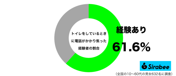 トイレをしているときに電話がかかり焦った経験があるグラフ