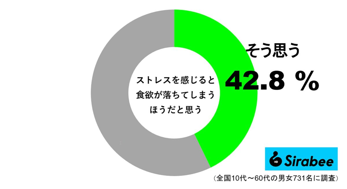 ストレスを感じると食欲が落ちてしまうほうだ