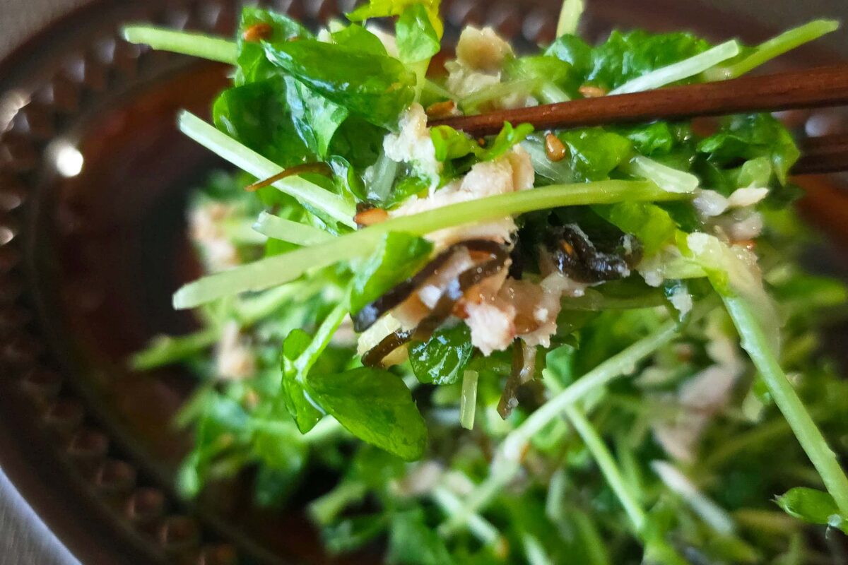 豆苗のおつまみサラダ・実食