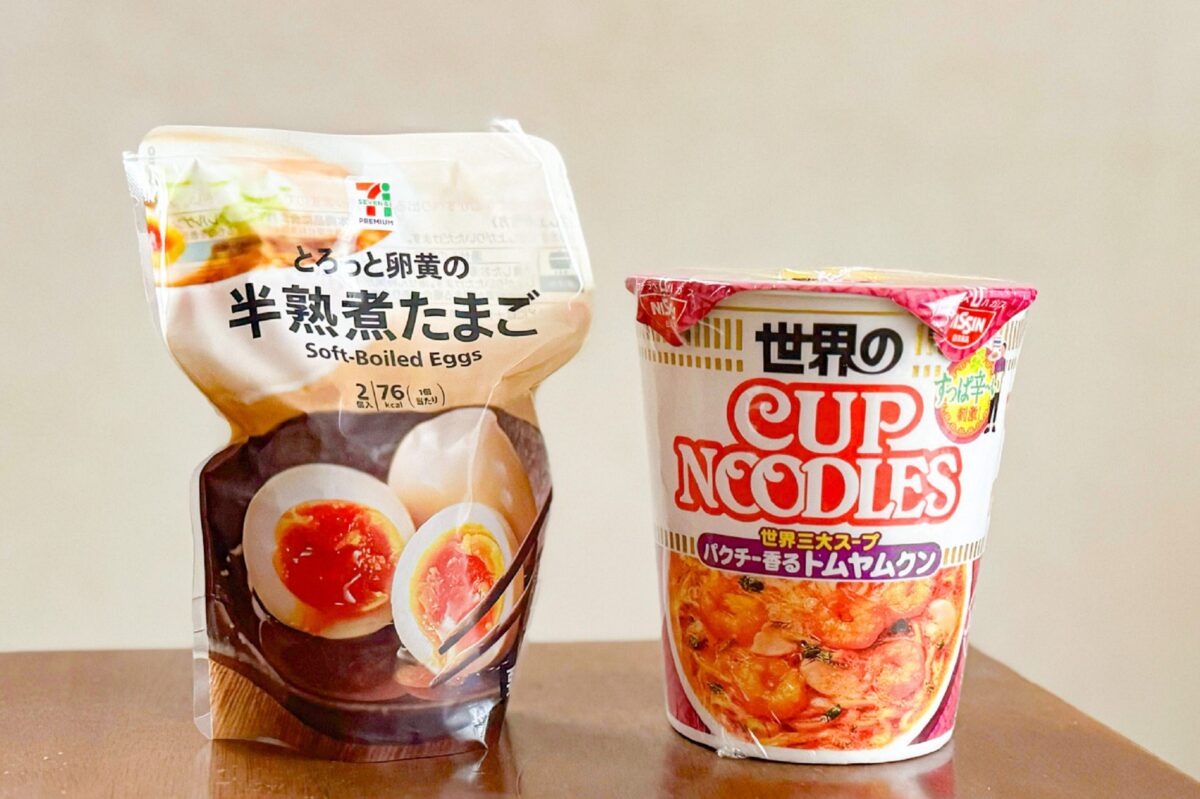 煮たまご、カップヌードル