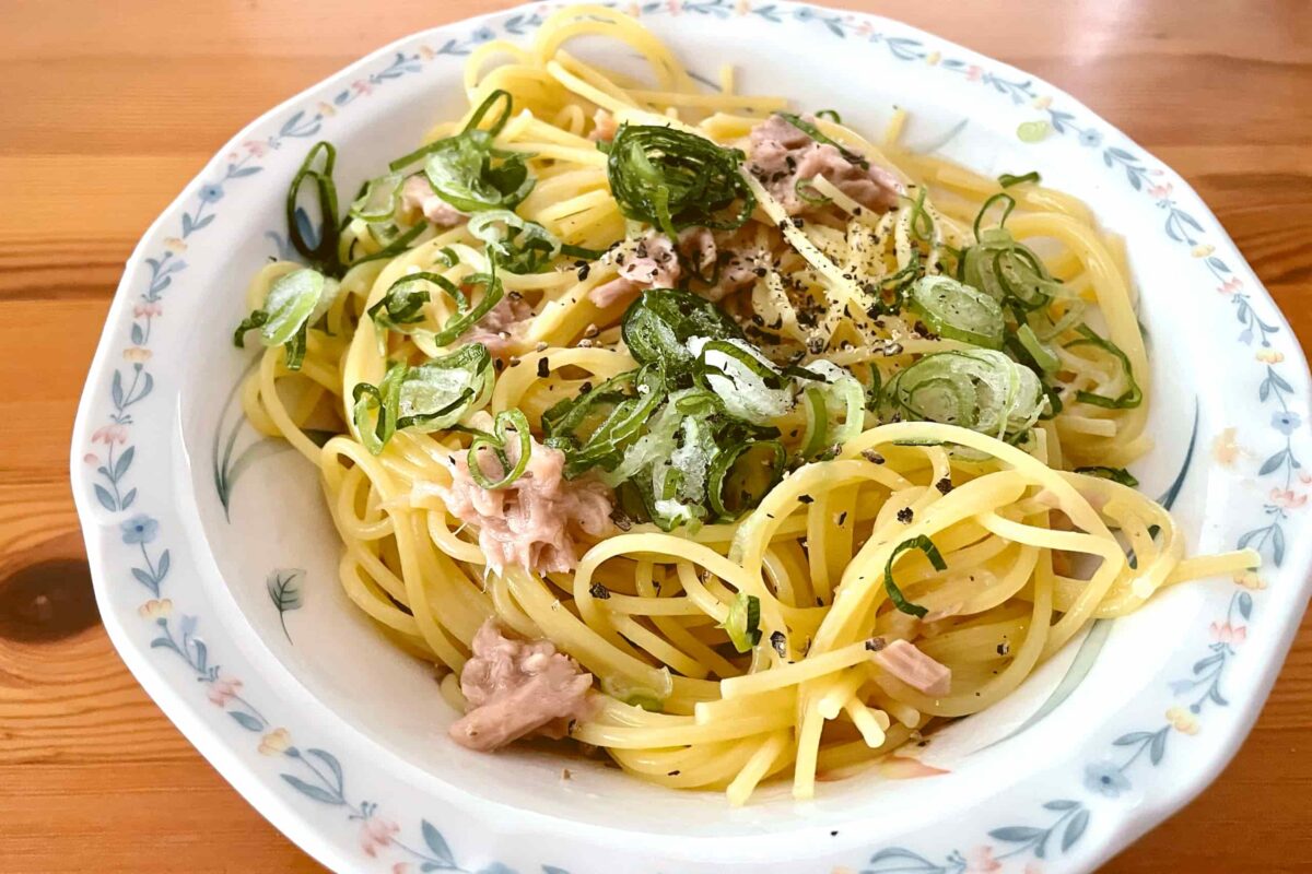 ワンパンねぎ塩ツナパスタ