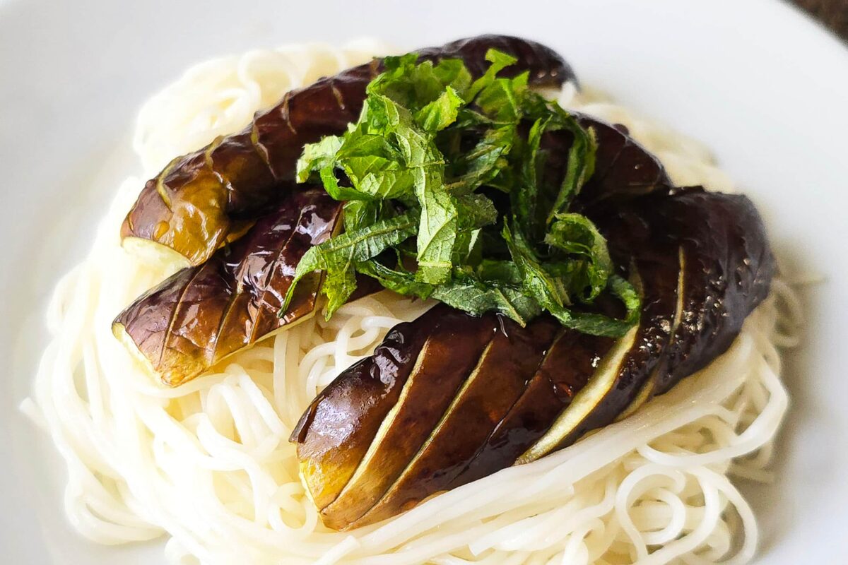 揚げないナスの揚げ浸し風・そうめん