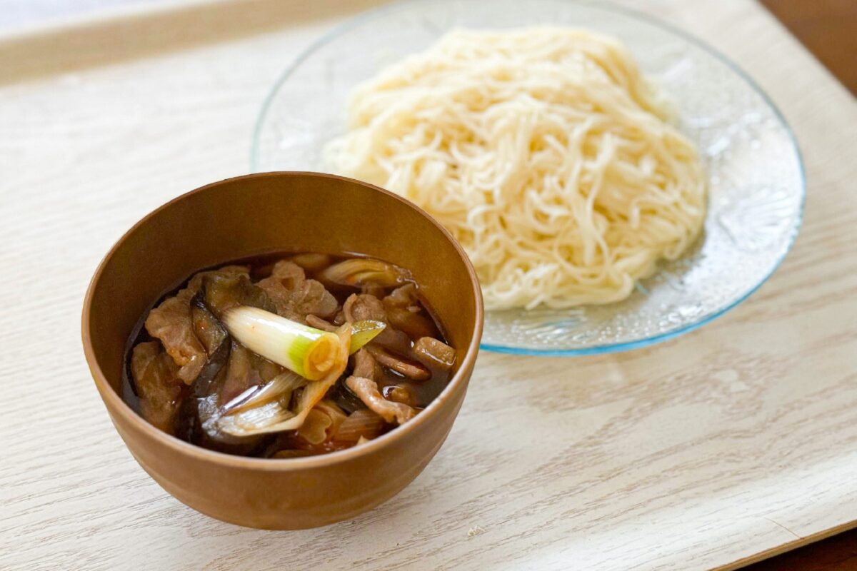 なすと豚バラのピリ辛つけ汁