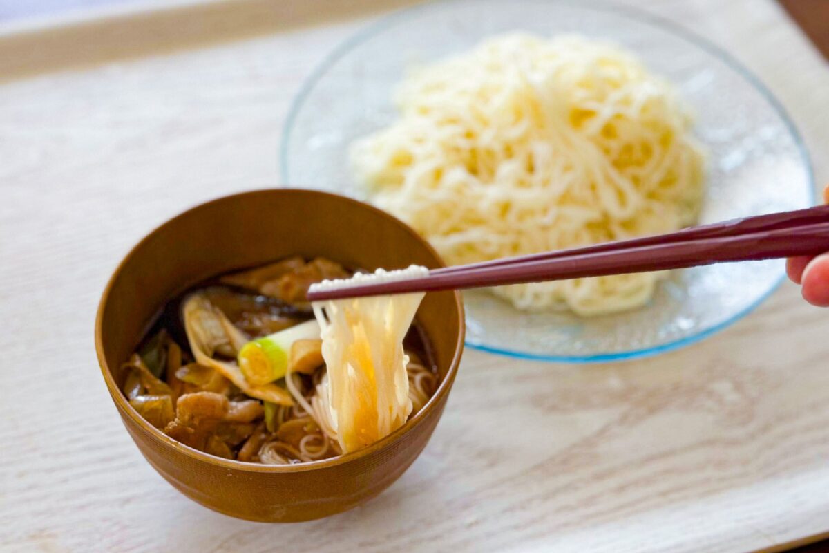 なすと豚バラのピリ辛つけ汁