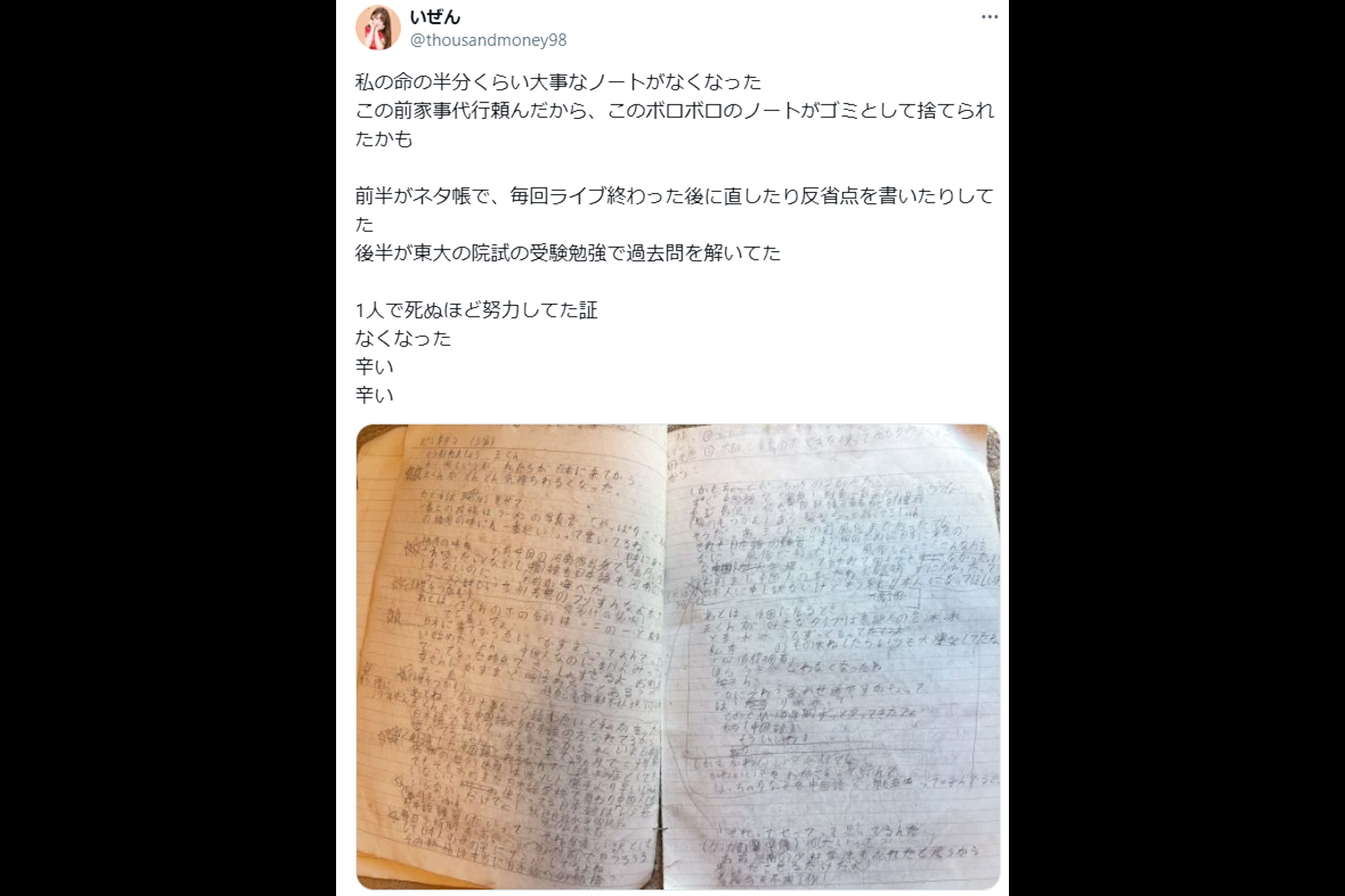 掃除中に見つけたノート、あまりに黒歴史すぎる… 表紙の「8文字」に