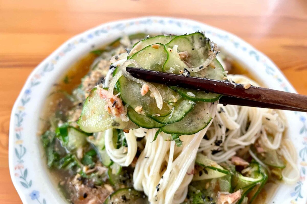ツナときゅうりのスープそうめん