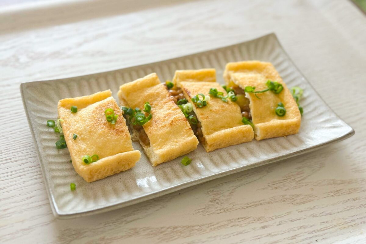 塩納豆の油揚げ包み