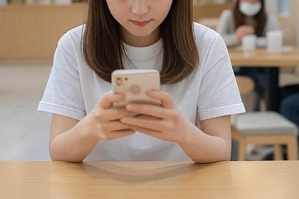 スマホを見る女性