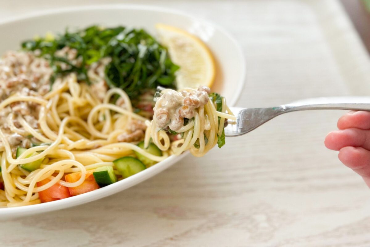 梅納豆マヨパスタ