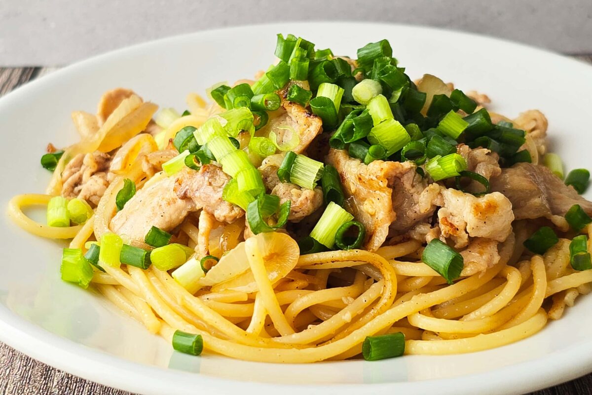 ねぎと豚のスタミナパスタ・完成