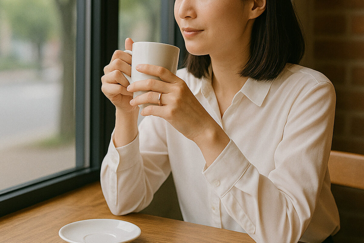 コーヒーを飲む女性