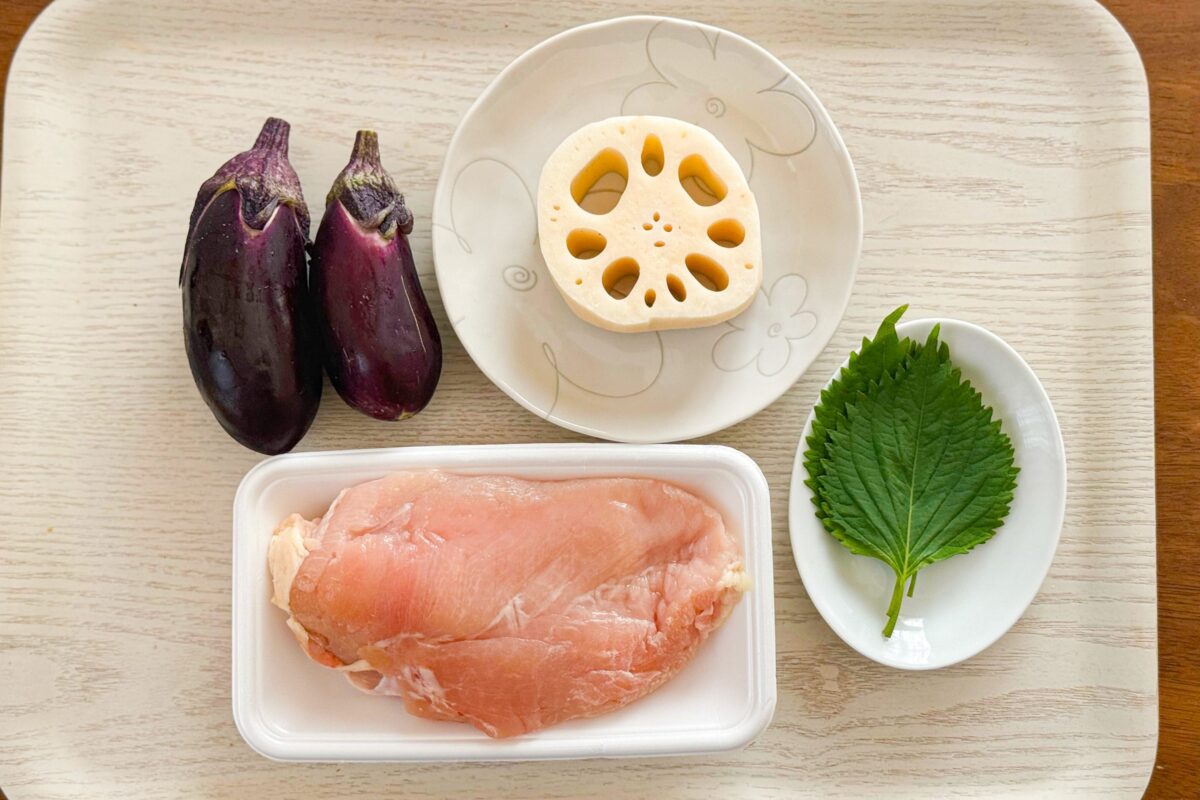 ナスとレンコン鶏むねの旨ダレ浸し