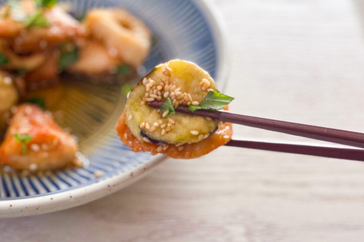 ナスとレンコン鶏むねの旨ダレ浸し