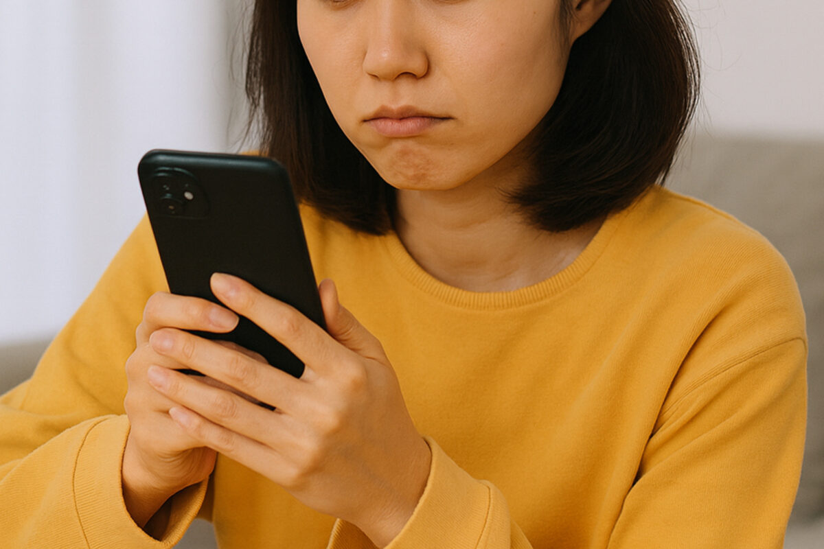 スマホを見る女性