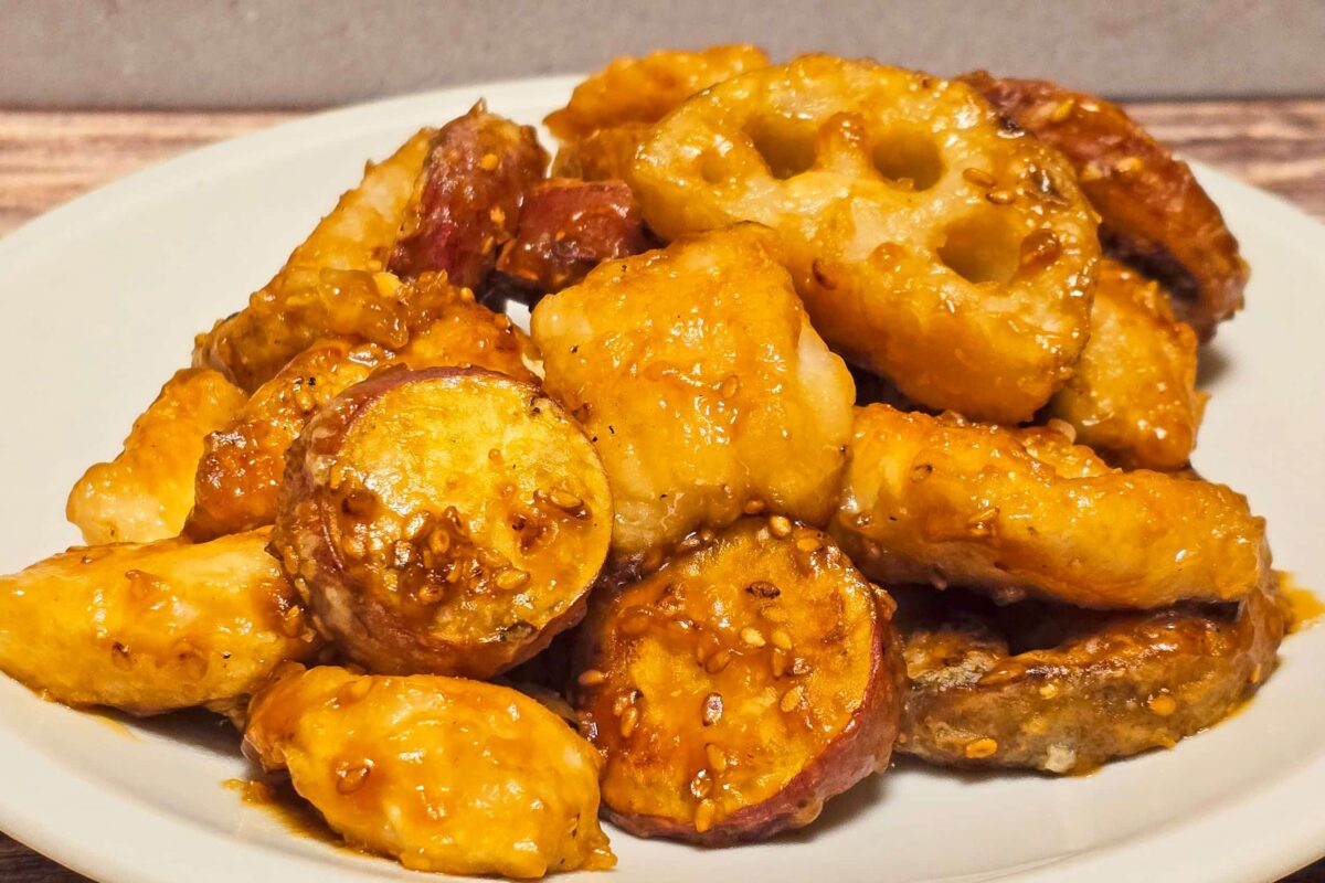 鶏むねと根菜の甘酢炒め