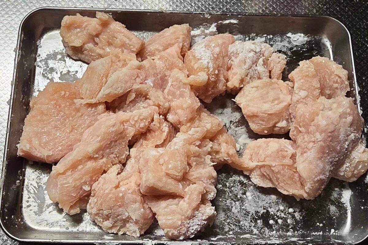 鶏むねと根菜の甘酢炒め・片栗粉