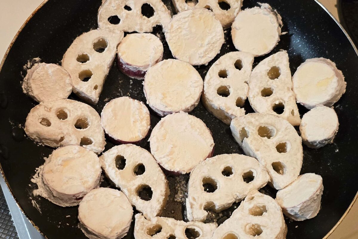 鶏むねと根菜の甘酢炒め・野菜焼く
