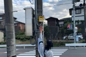 歩行者が絶対押せない信号ボタン、予想外すぎる高さに目を疑う　設置経緯を県警に聞いた