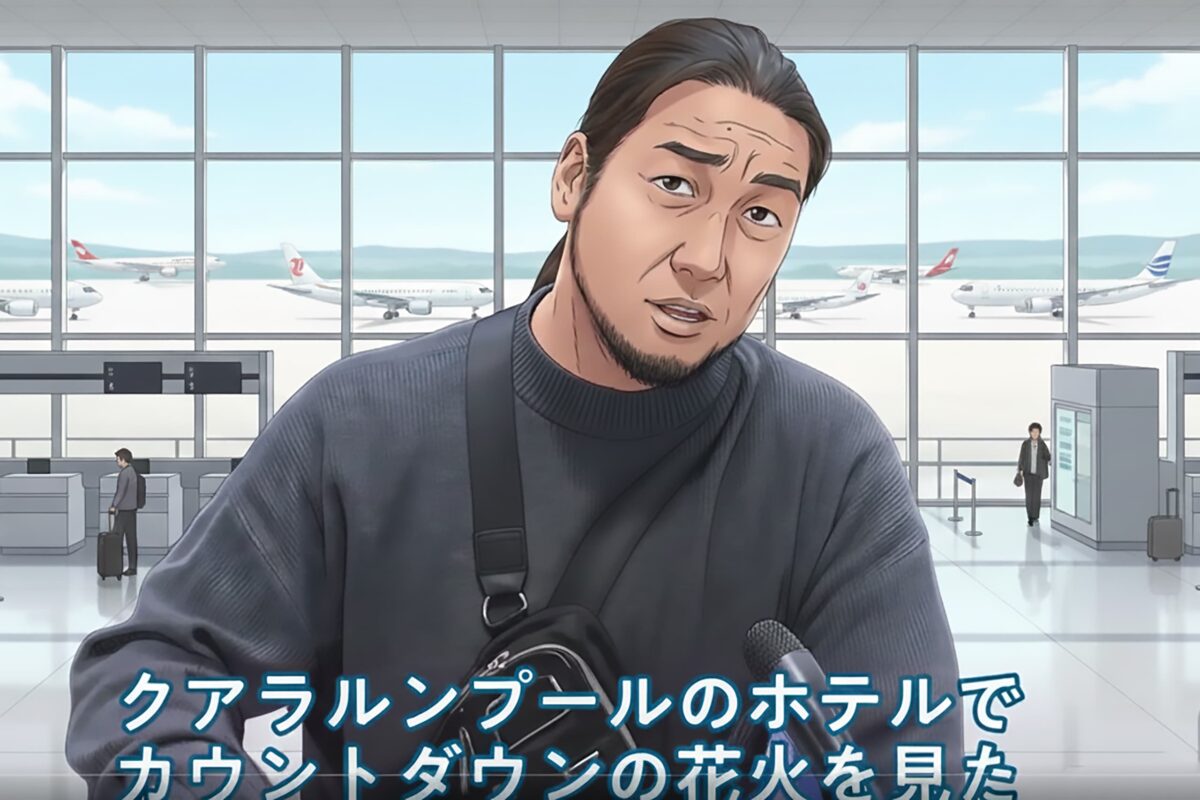 ニュース番組のインタビューを受ける男性（シバター）のイメージ）