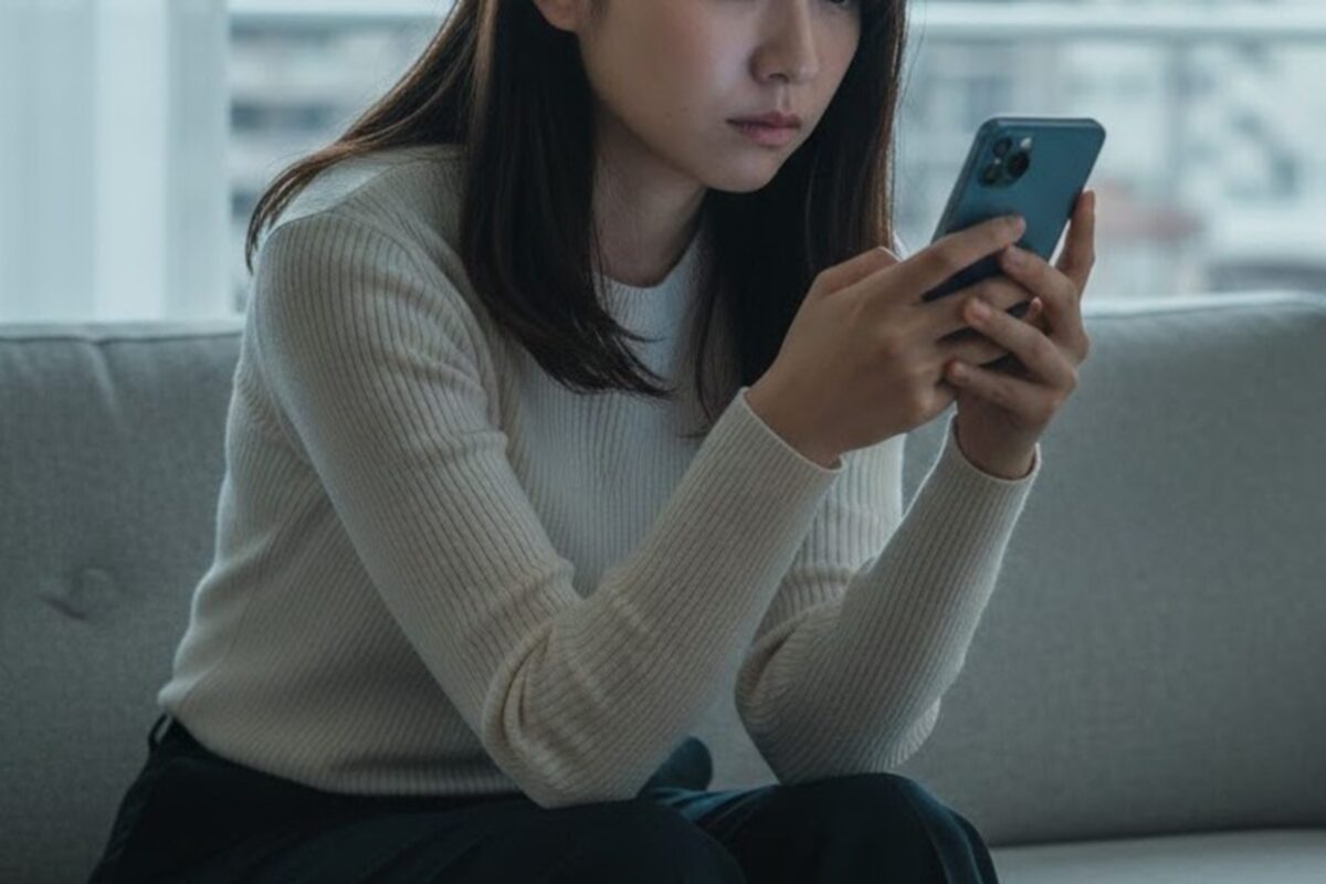 スマホを見る女性