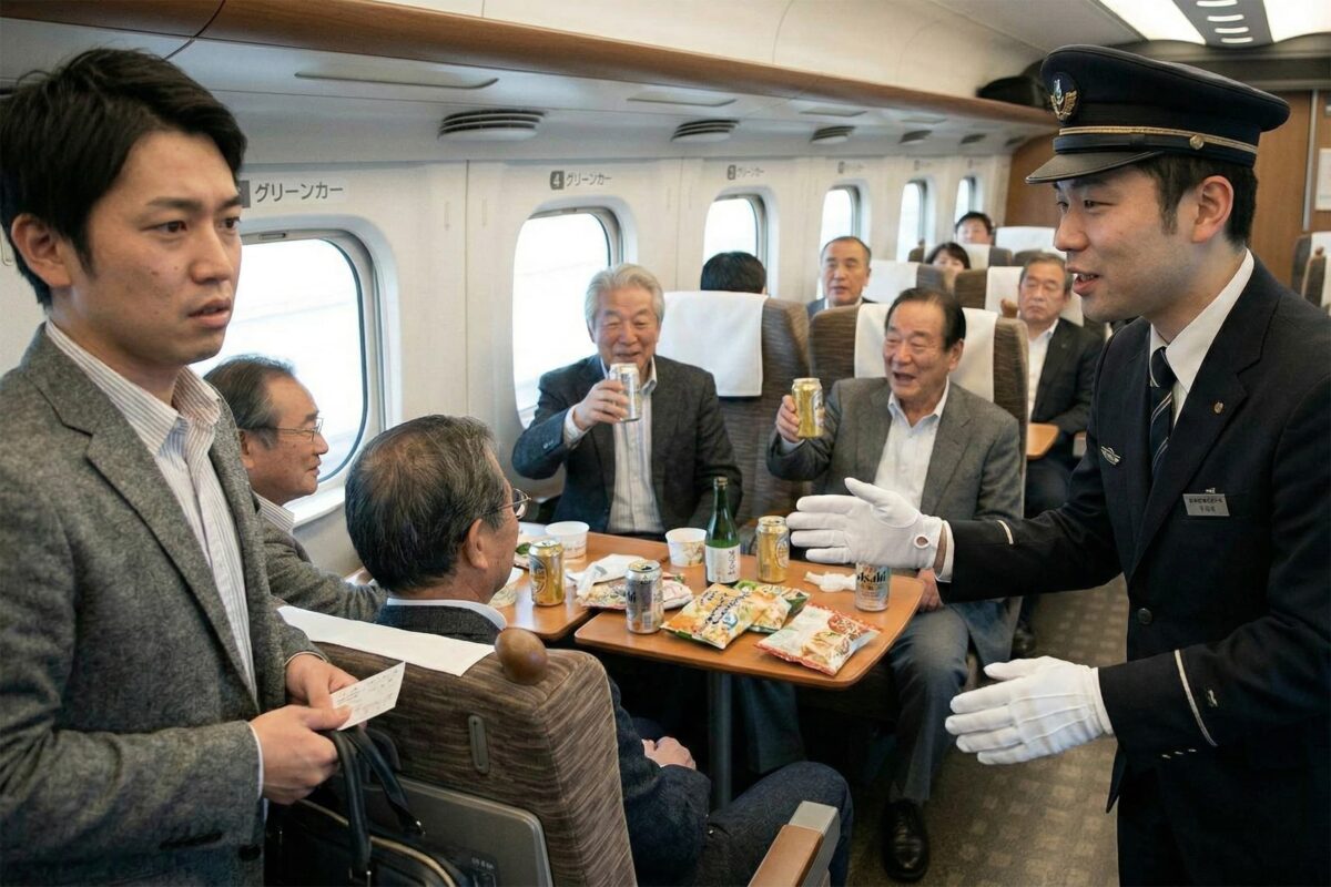 新幹線グリーン車で理不尽な対応を受けた人のイメージ