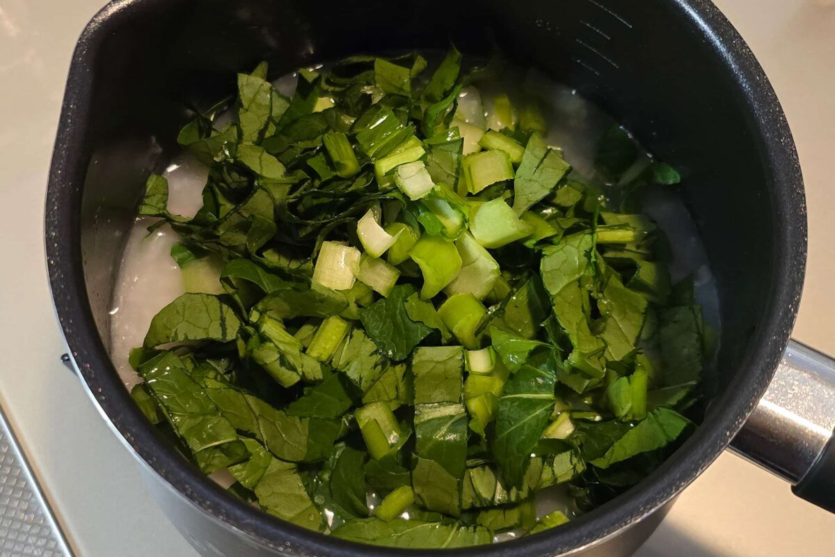 豚肉と小松菜の塩レモン粥