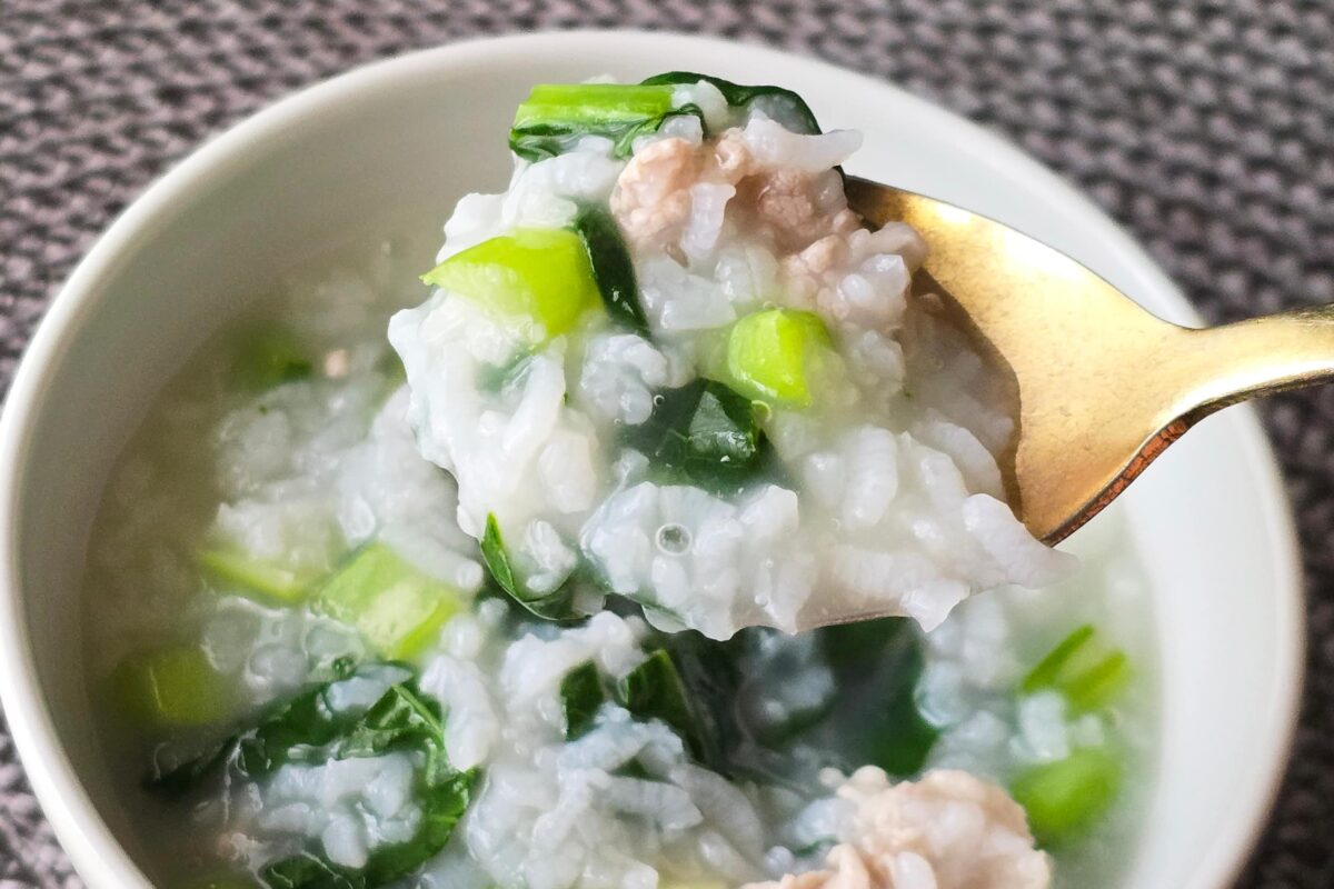 豚肉と小松菜の塩レモン粥