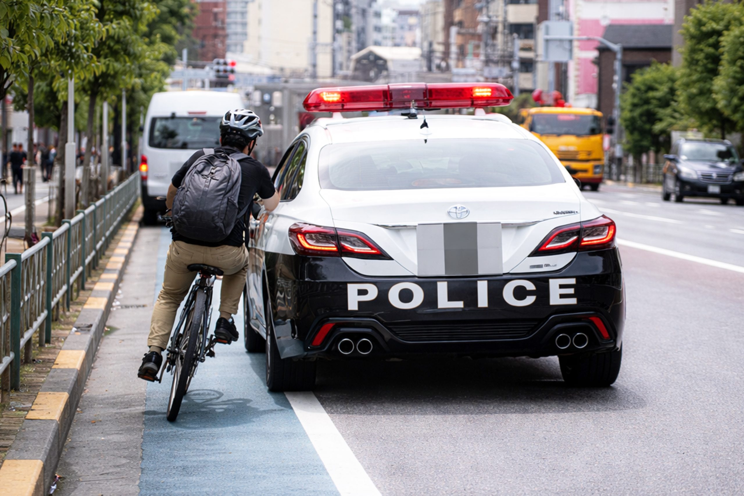自転車「青色切符」初日、“偽パトカーで体当たり”悪質な取り締まり行為