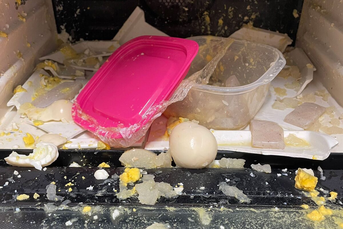 ゆで卵が爆発した電子レンジ