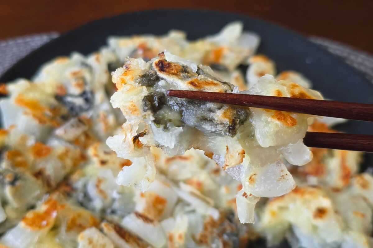 新玉ねぎと海苔のチーズ入りチヂミ